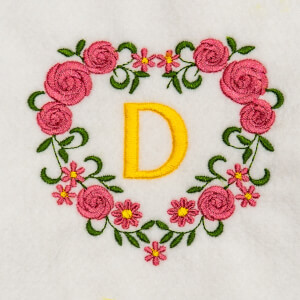 Flower Monogram D Embroidery Design