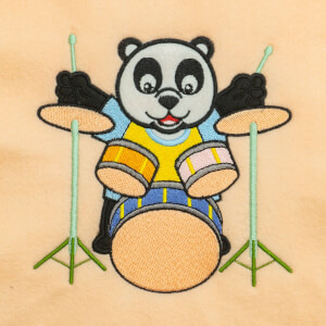 Musician Bear Playing Drums (Applique) Embroidery Design