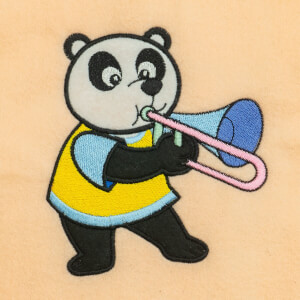 Musician Bear Playing Trombone (Applique) Embroidery Design
