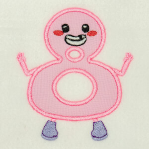 Number 8 Very Happy in Applique Embroidery Design