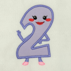 Number 2 Very Happy in Applique Embroidery Design