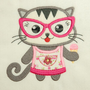 Cat in Applique Embroidery Design