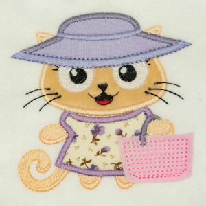Cat in Applique Embroidery Design