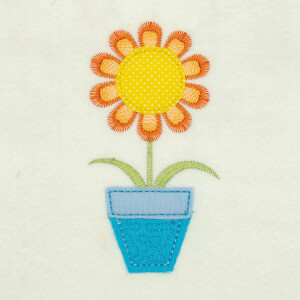 Flower Vase (Applique) Embroidery Design