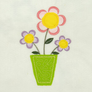 Flower Vase (Applique) Embroidery Design
