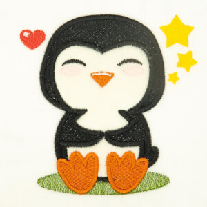Matriz de bordado Pinguim Cute em Aplique