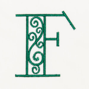 Arabesque Monogram F Embroidery Design