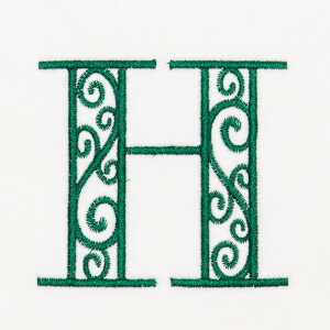 Arabesque Monogram H Embroidery Design