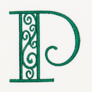 Arabesque Monogram P Embroidery Design
