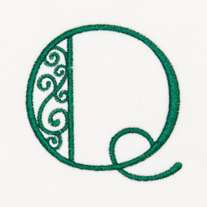 Arabesque Monogram Q Embroidery Design