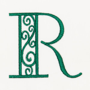 Arabesque Monogram R Embroidery Design