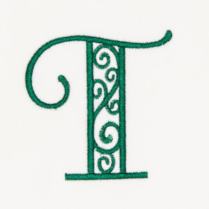 Arabesque Monogram T Embroidery Design