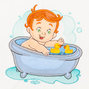 Matriz de bordado Bebê Tomando Banho em Aplique