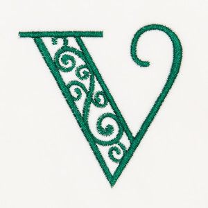 Arabesque Monogram V Embroidery Design
