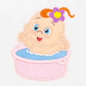 Baby Taking a Bath (Applique) Embroidery Design