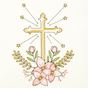 Sacred Cross (Rippled) Embroidery Design