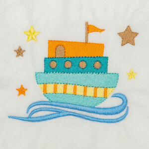 Ship on Sea Embroidery Design