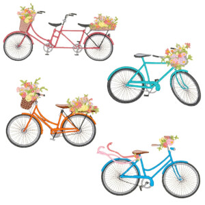 Decorative Bicycles Embroidery Design Pack