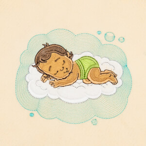 Matriz de bordado Bebê Dormindo na Nuvem em Aplique