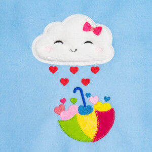 Umbrella and Plush Cloud Embroidery Design