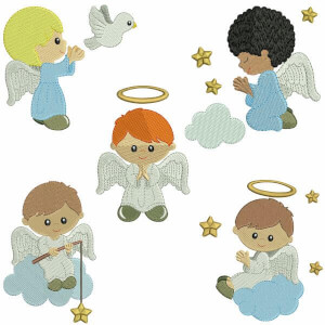 Baby boys angels Embroidery Design Pack