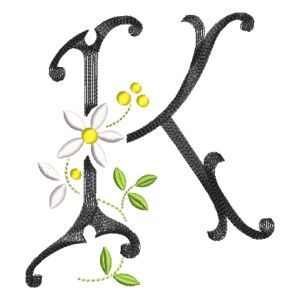 Scribble Font Letter K Embroidery Design