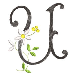 Scribble Font Letter U Embroidery Design