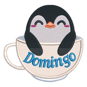 Matriz de bordado Pinguim de Domingo (Applique)