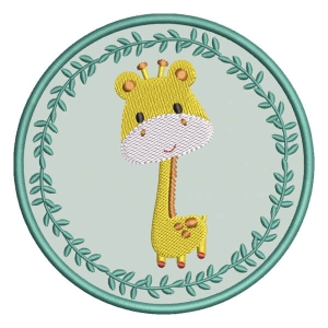 Giraffe in Wreath (Applique) Embroidery Design