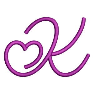 Lovely Valentine Font Letter K Embroidery Design