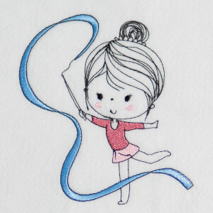 Ballerina with Ribbon Embroidery Design