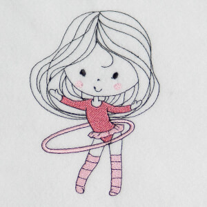 Ballerina with hula hoop Embroidery Design
