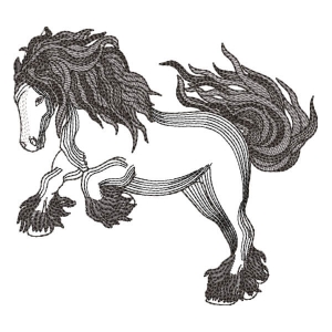 Imposing Horse (Rippled) Embroidery Design