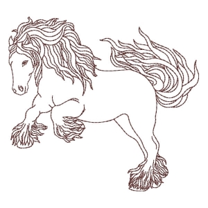Fabulous Horse Contour Embroidery Design