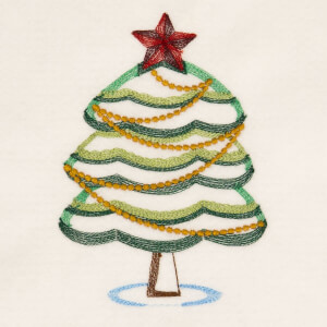 Stylized Christmas Tree Embroidery Design