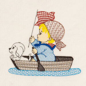 Baby with Dog Embroidery Design