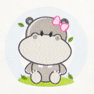 Baby Hippopotamus Embroidery Design