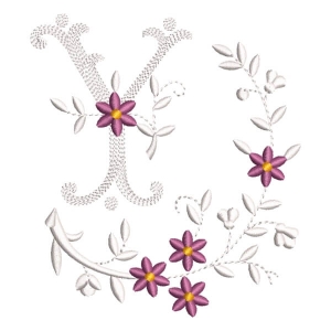 Flower Monogram Letter Y Embroidery Design