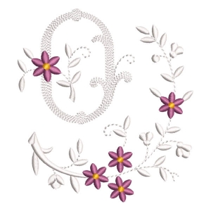 Flower Monogram Letter O Embroidery Design
