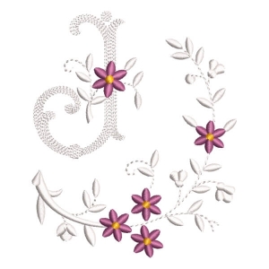 Flower Monogram Letter J Embroidery Design