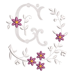 Flower Monogram Letter G Embroidery Design