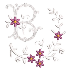 Flower Monogram Letter B Embroidery Design