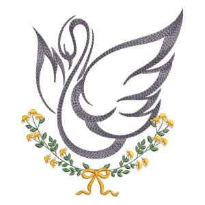 Swan with Flower Branch Embroidery Design