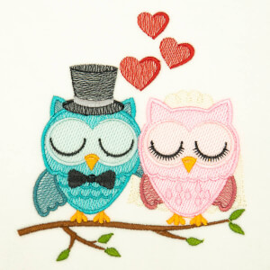Romantic Owls Embroidery Design