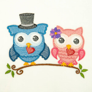 Romantic Owls Embroidery Design