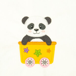 Matriz de bordado Panda no Trenzinho (Aplique)