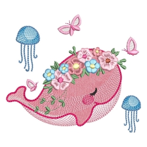 Stylized Whales (Quick Stitch) Embroidery Design