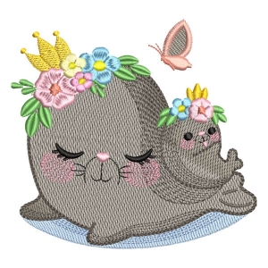 Stylized Seals (Quick Stitch) Embroidery Design