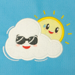 Cute Sun and Cloud (Applique) Embroidery Design