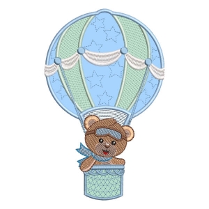 Teddy Bear in Baloon (Applique) Embroidery Design